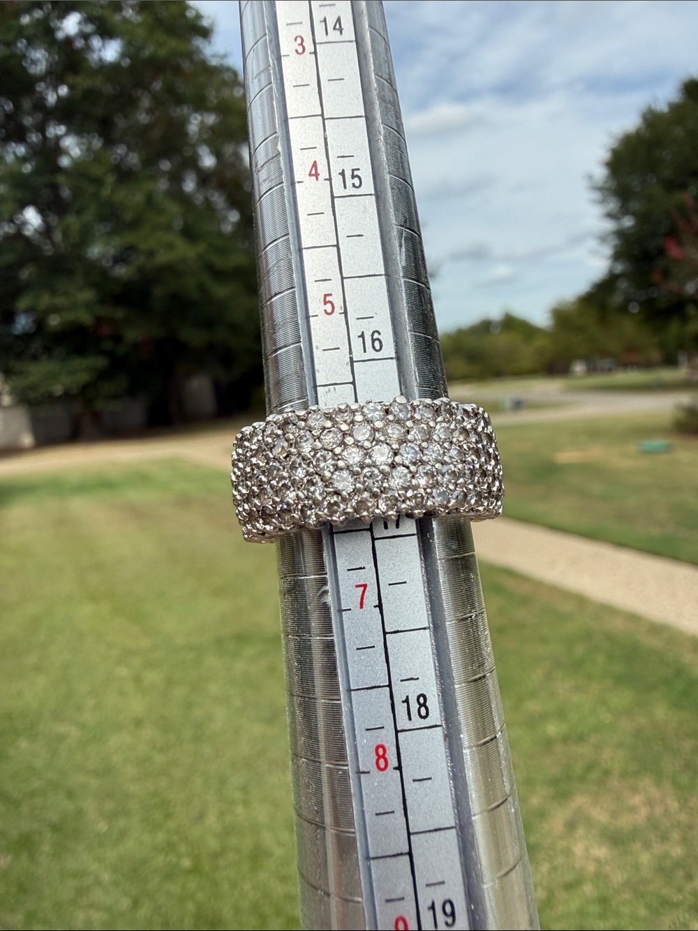Sterling Silver Pavé Eternity Ring - Size 6.5 - 8 Grams - Picture 10 of 13